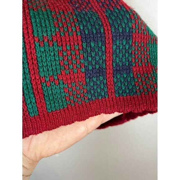 Tally Ho Sweater Women XL Red Plaid Granny Holiday Festive 80s Vtg Regal Grandpa - Picture 12 of 14